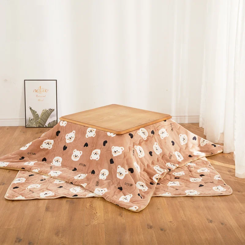 Japanese Style Kotatsu Futon with Cute Bear Design 100% Polyester 185x230cm Includes Comforter And Carpet for Cozy Warmth