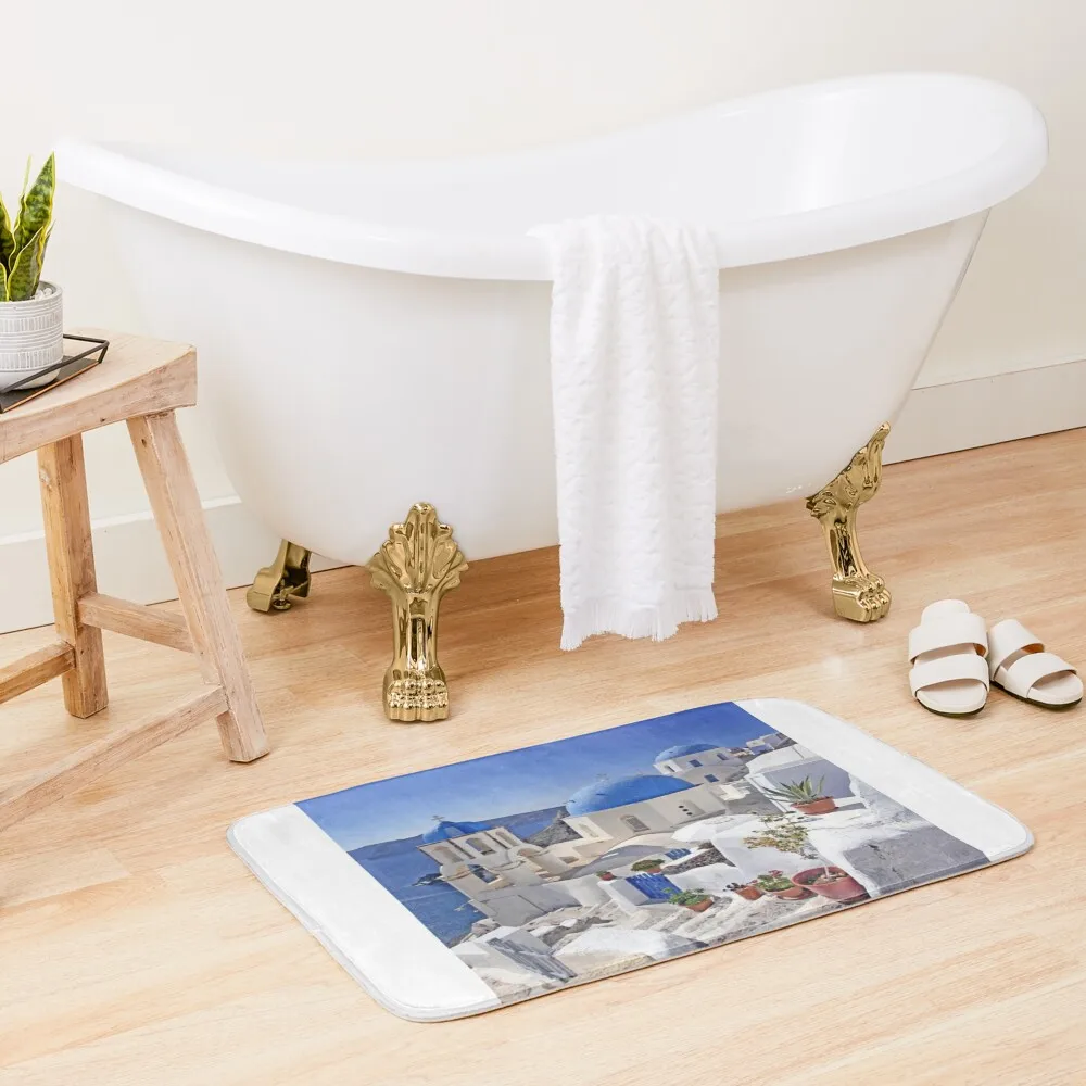 

greek islands city Bath Mat Waterproof Bathroom Rugs Bath Accessories Carpet In The Bathroom Hallway Carpet Mat