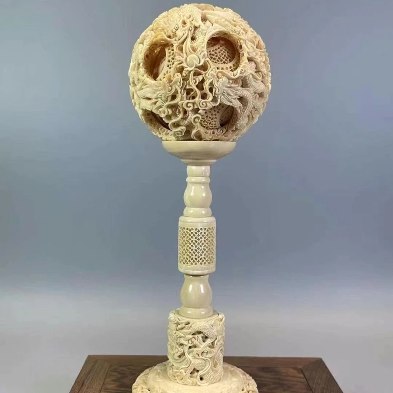 

Mammoth Ivory Ball Ornament Carving Collection Gifts Wenwan