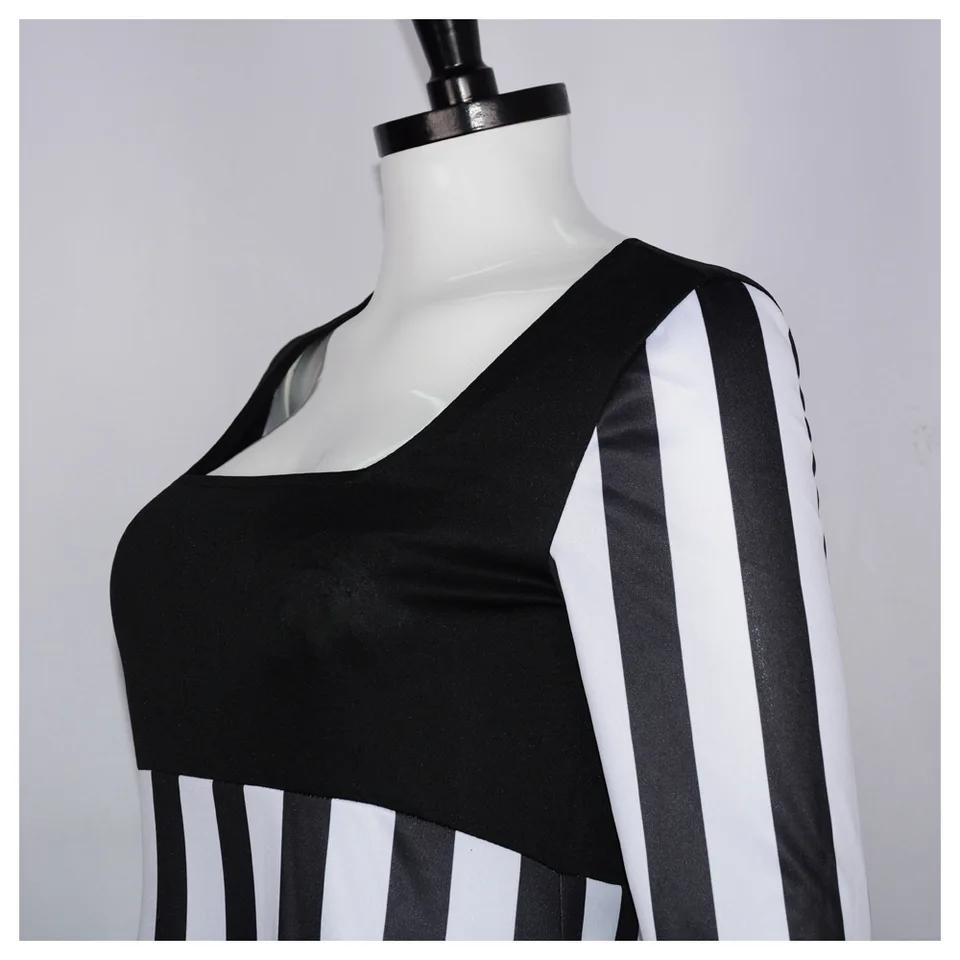 Movie Tina Carlyle Cosplay Costume Adult Female Black and White Striped Long Sleeved Dress Halloween Party Woman Clothes