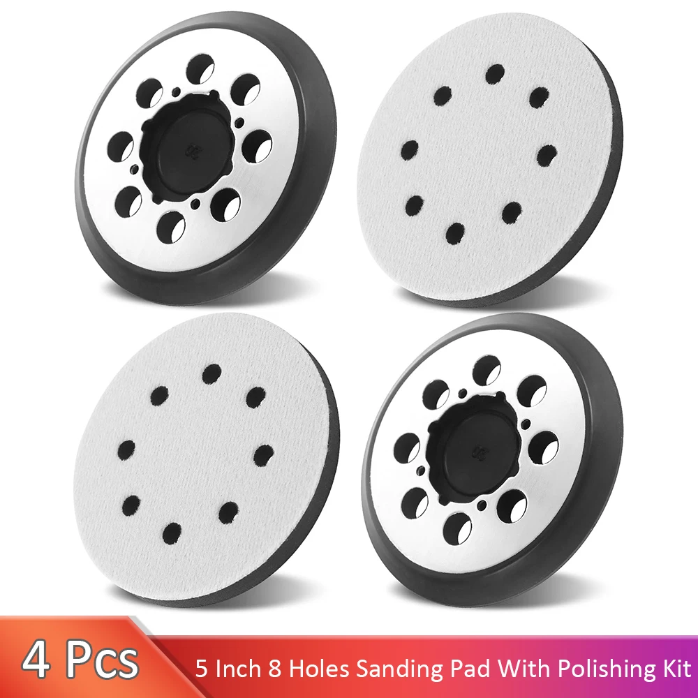 

4 PCS 5 Inch Orbital Sander Replacement Pad for Hook and Loop Foam Sanding Pads Metal for Dewalt Sander Parts by 4 Screw Hole