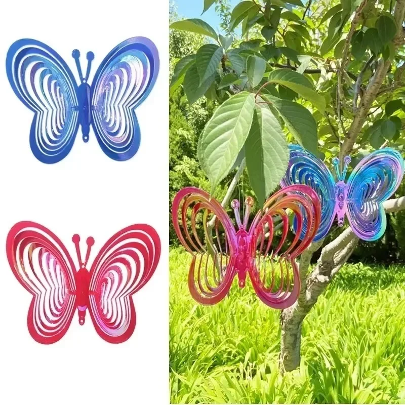 

Colorful Butterfly Bird Repellent Rotating 3D Spiral Design Bird Repellent Tool Garden Decoration Bird Repellent Device