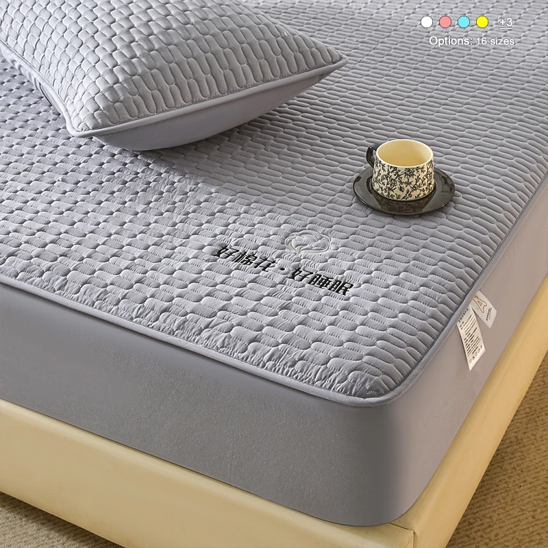 Quilted Fitted Mattress Protector, Antibacterial Anti-Mite Hypoallergenic Mattress Pad Cover, Breathable Bed Mattress Cover