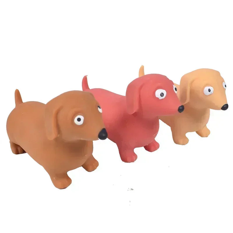 1 PCS Random Creative Decompression Simulation Sausage Dog Toy Pinch Music Sand Elastic Stretch Deformation Dog Vent Squeeze Toy