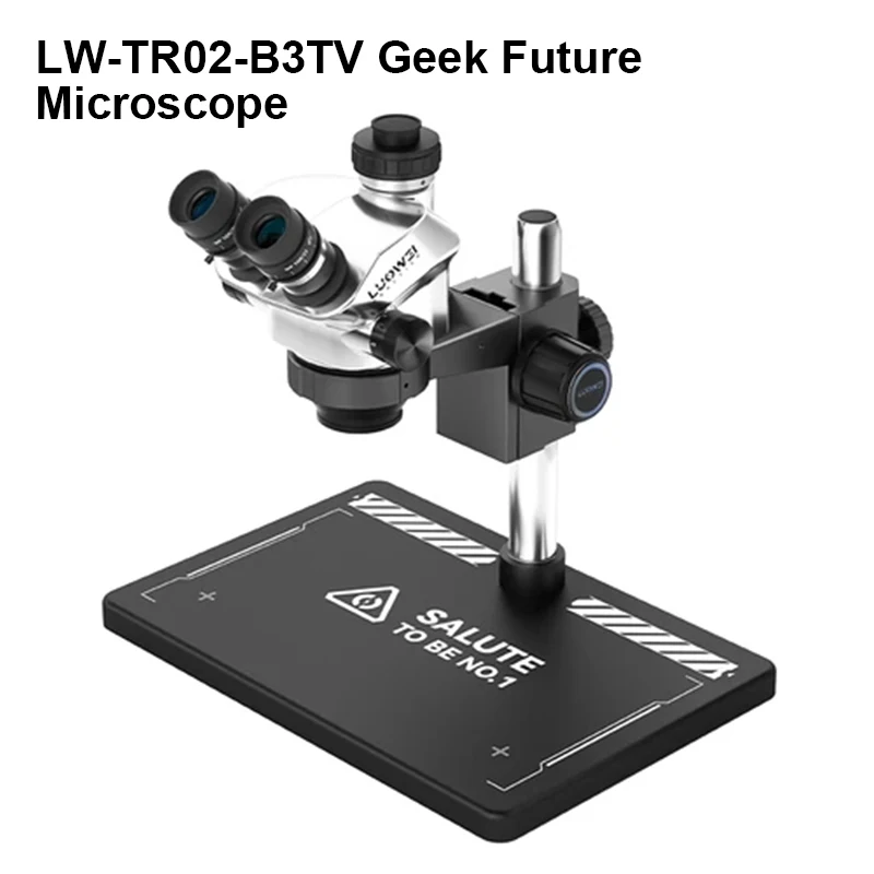 LUOWEI Geek Future Series LW-TR02-B3TV 7-50x Continuous Zoom Trinocular HD Microscope with Base for Mobile Phone Welding Repair