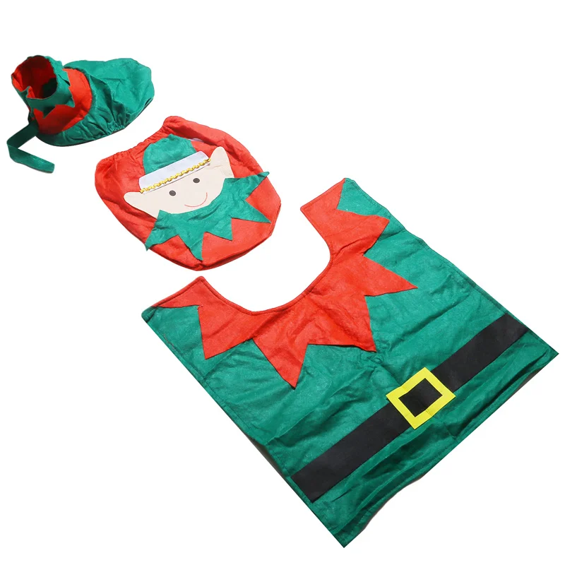 3pcs/set Bathroom Decoration Christmas Elf Toilet Seat Cover Merry Christmas Ornament