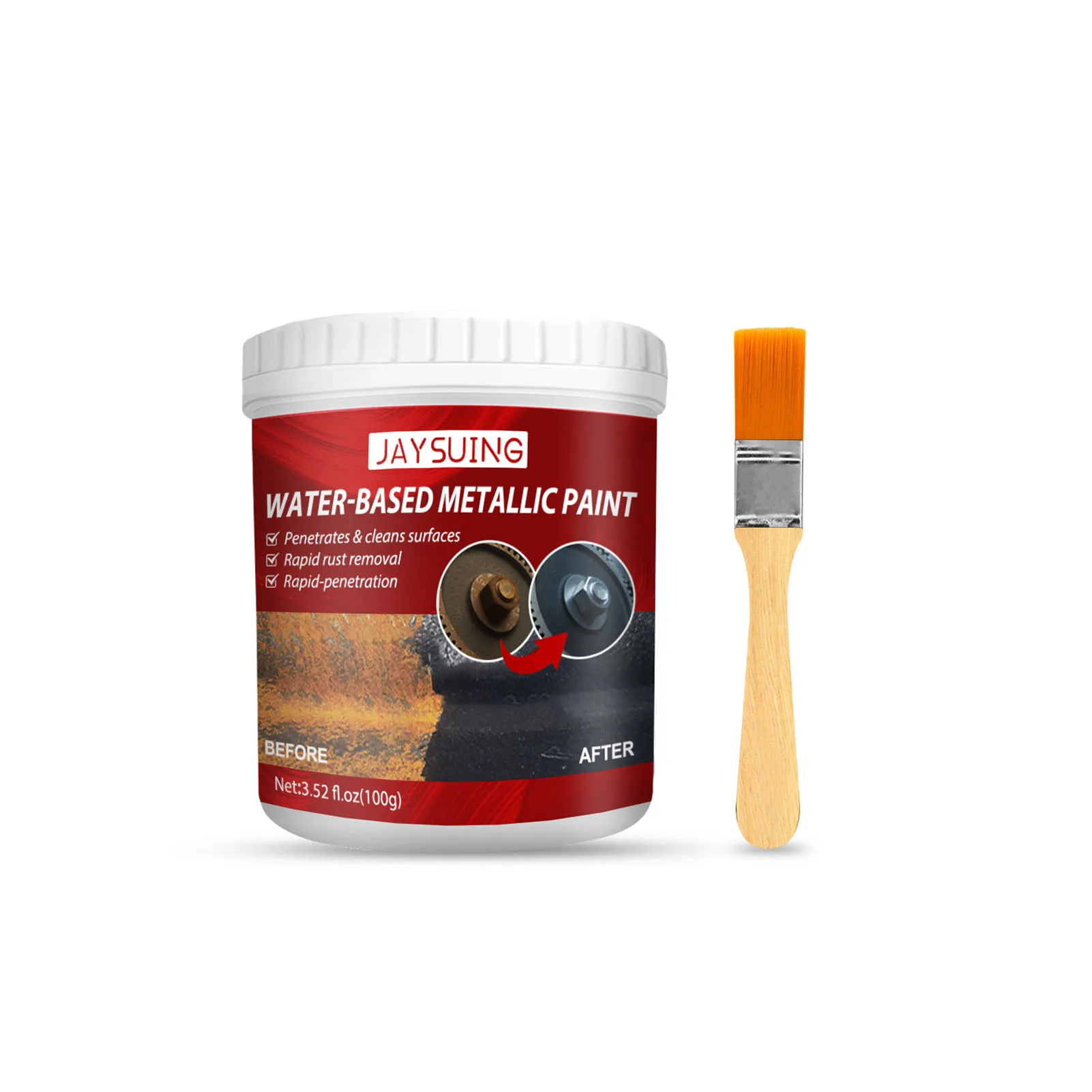 Rust Removal Converter Metallic Paint Anti-Rust Universal Rust Converter Gel with Brush Suitable for Automotive