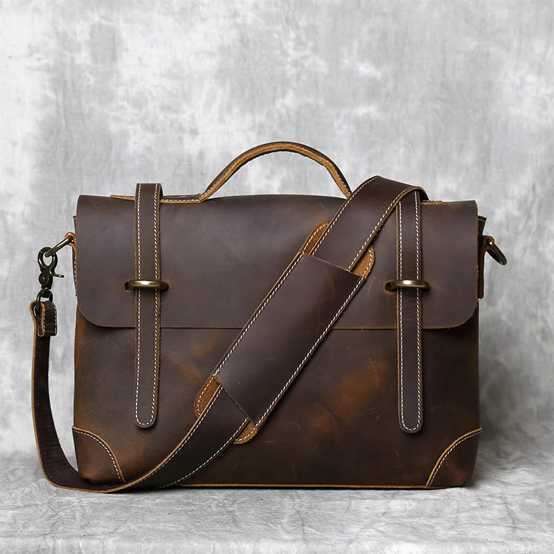 Retro Leder herren Handtasche Top Schicht Rindsleder Aktentasche Crazy Horse Leder Messenger Schulter Große Kapazität Computer Tasche NZPJ – Detail 22