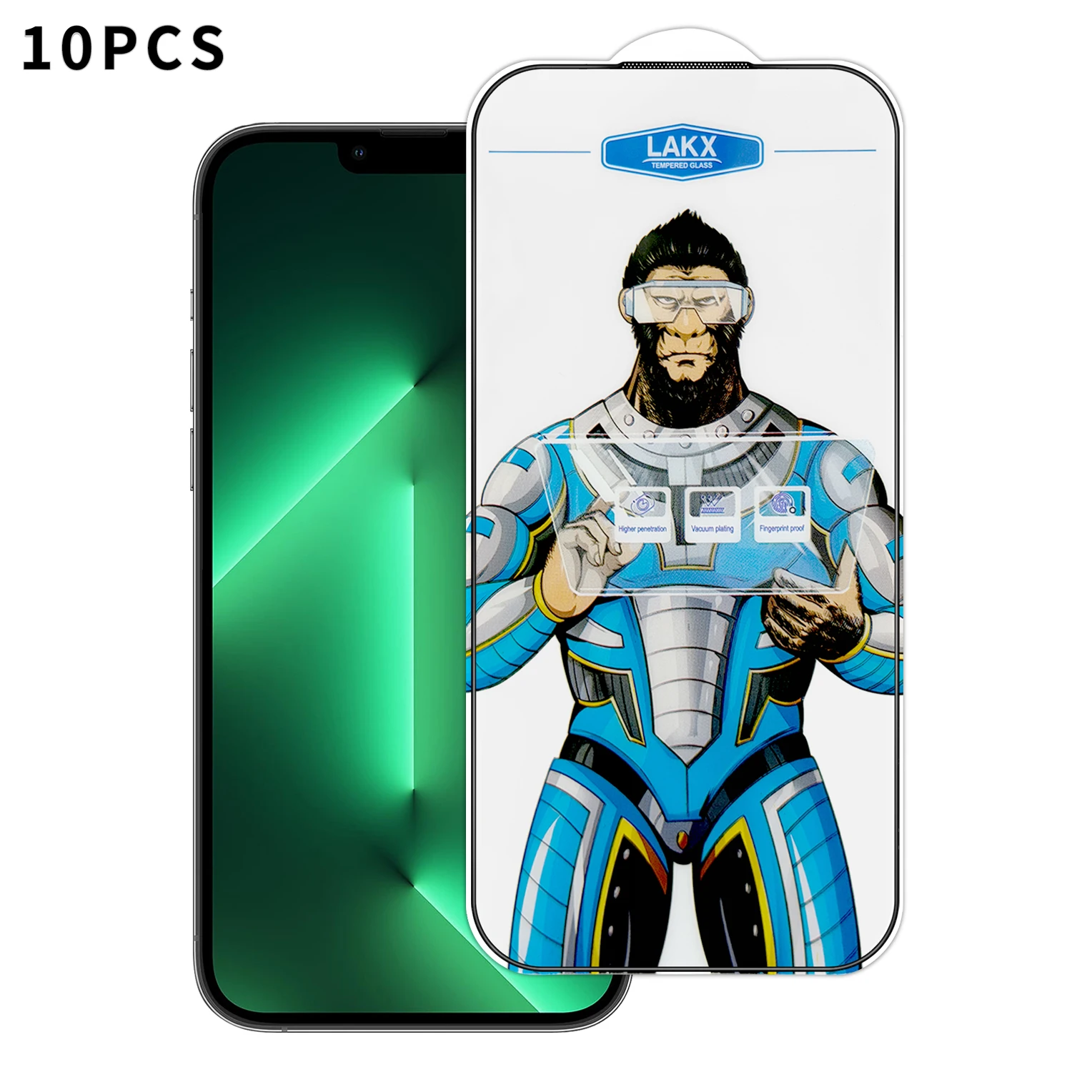 

For iPhone 13 Pro Max 10Pcs High Definition Tempered Glass Anti-fingerprint Anti-static Electroplating Full Screen Protector - T