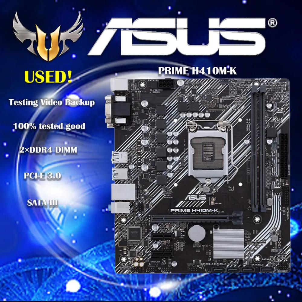 Asus PRIME H410M-K 오리지널 데스크탑, 인텔 H410, H410M, DDR4 마더보드, LGA 1200, i7, i5, i3, USB3.0, M.2, SATA3 