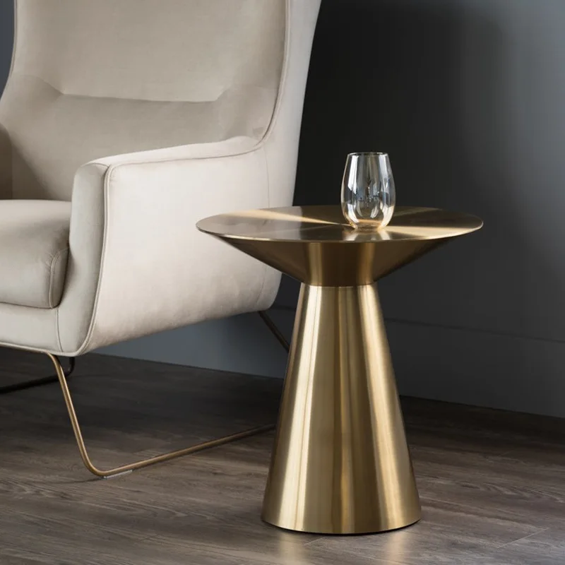 Stainless steel edge few living room small apartment metal stainless steel brushed copper color living room rounded corner few