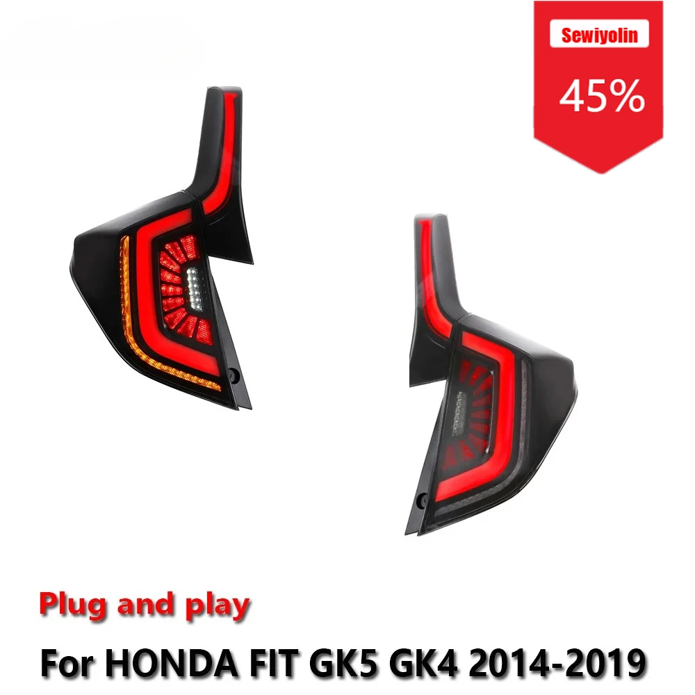 

Sewiyolin Car LED Tail Light Assemblies For HONDA FIT GK5 GK4 2014-2019 Auto Fog DRL Brake Turn Signal Lamp Plug and Play