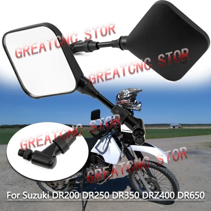 Black Dual Sport Motorcycle Mirrors Side Mirrors For Suzuki DR 200 250 DR350 350 DRZ 400 650 DR650 2Pieces/lot
