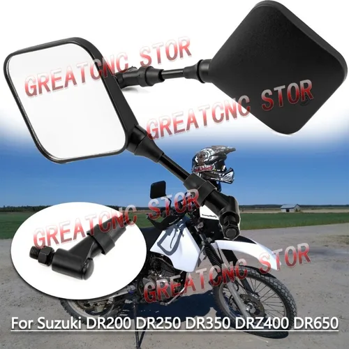 Espejos laterales dobles negros para motocicleta Suzuki DR 200 250 DR350 350 DRZ 400 650 DR650 2 unids/lote