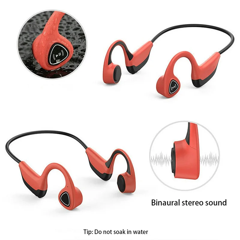 Auriculares inalámbricos con Bluetooth 5,0 para deportes al aire libre, audífonos estéreo de conducción ósea con micrófono, a prueba de sudor
