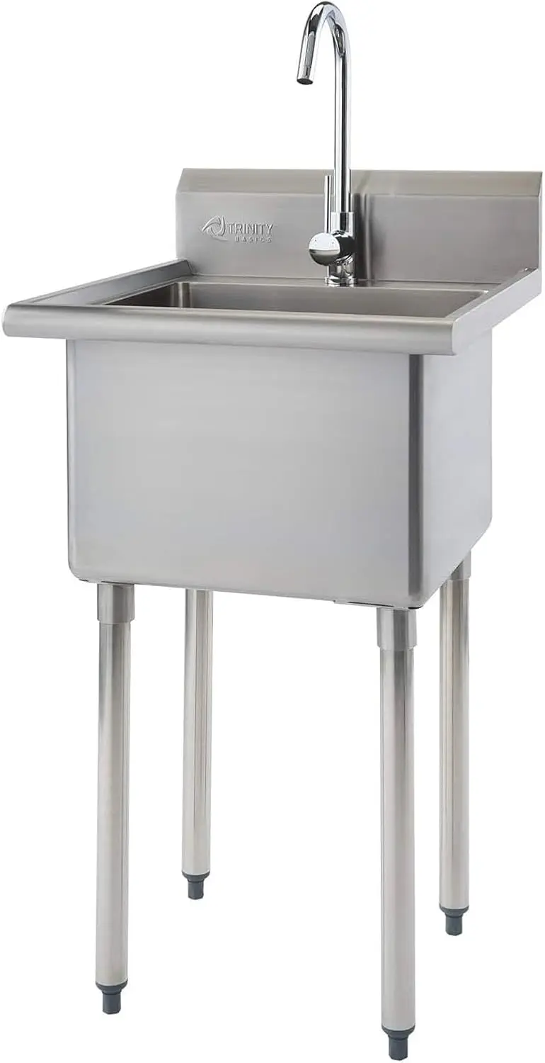 

Trinity Tha-0307 Basics Stainless Steel Freestanding Single Bowl Utility Sink For Garage, Laundry Room, And Restaurants,