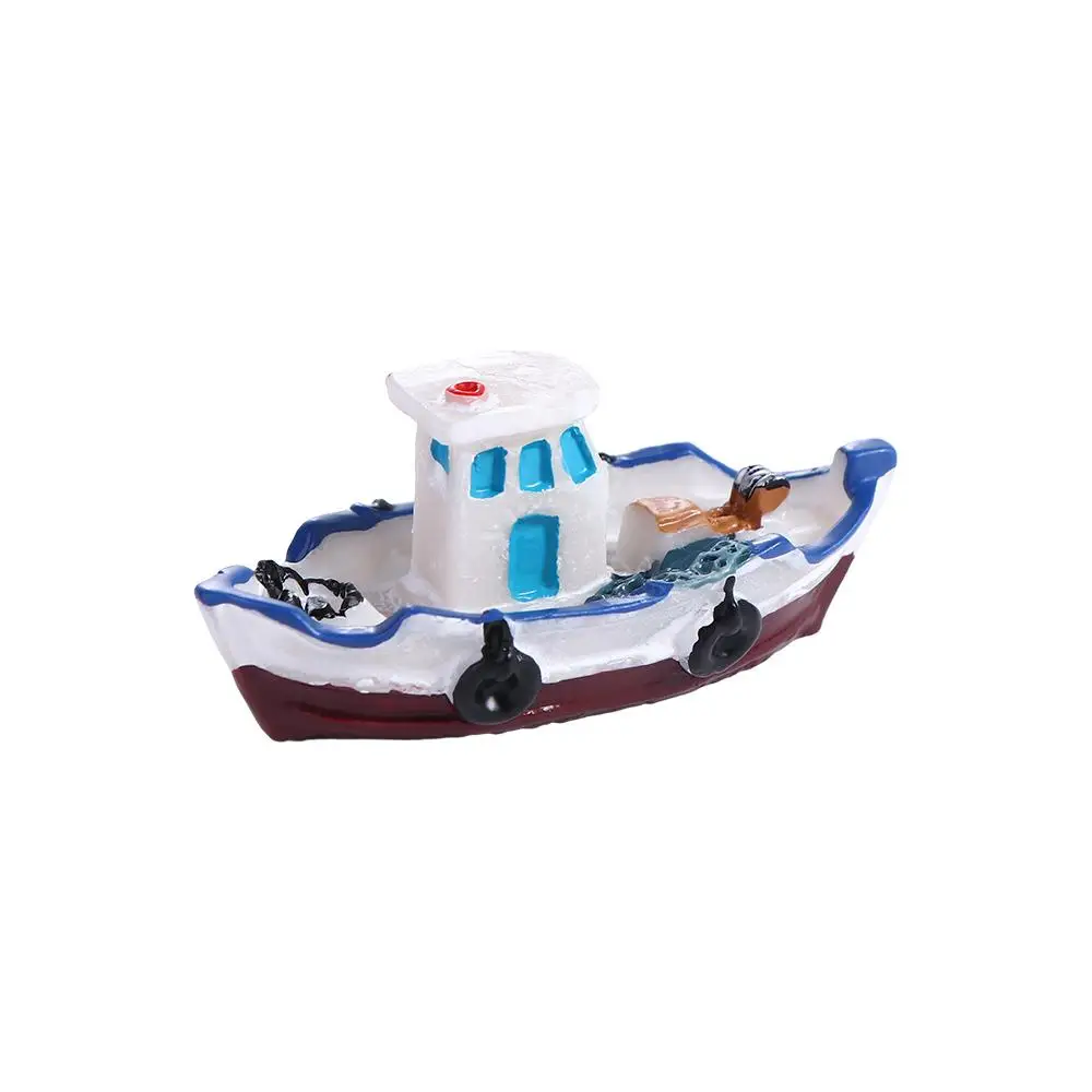 Landscape Miniature Figurines Landscaping Decoration Birthday Gift Fishing Ship Toy Boat Model Tabletop Ornaments Yacht Boat