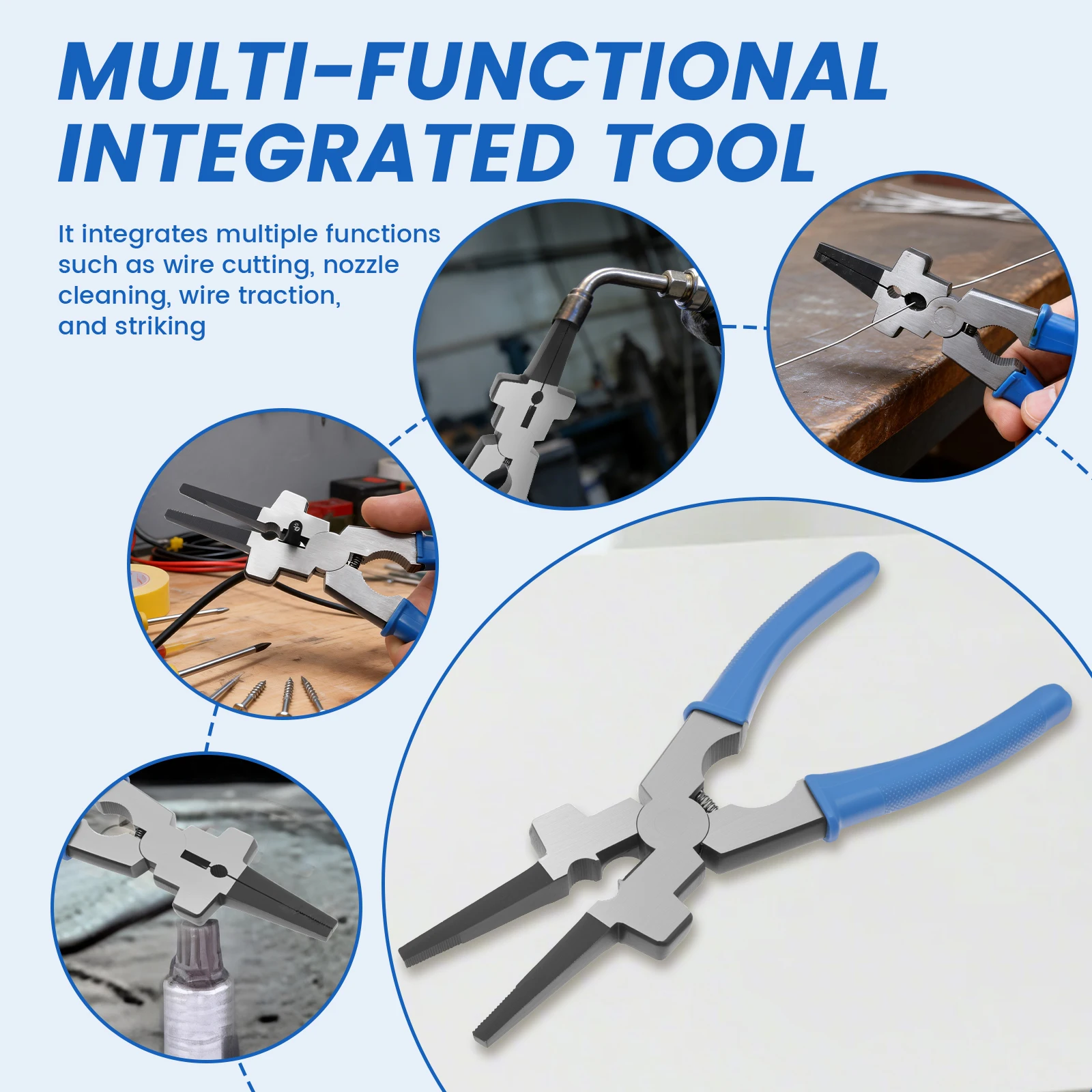 8Inch Welding Pliers Multifunctional High Carbon Steel Flat Mouth Pincers Refined MIG Welding Auxiliary Tool Removing Wire Cut