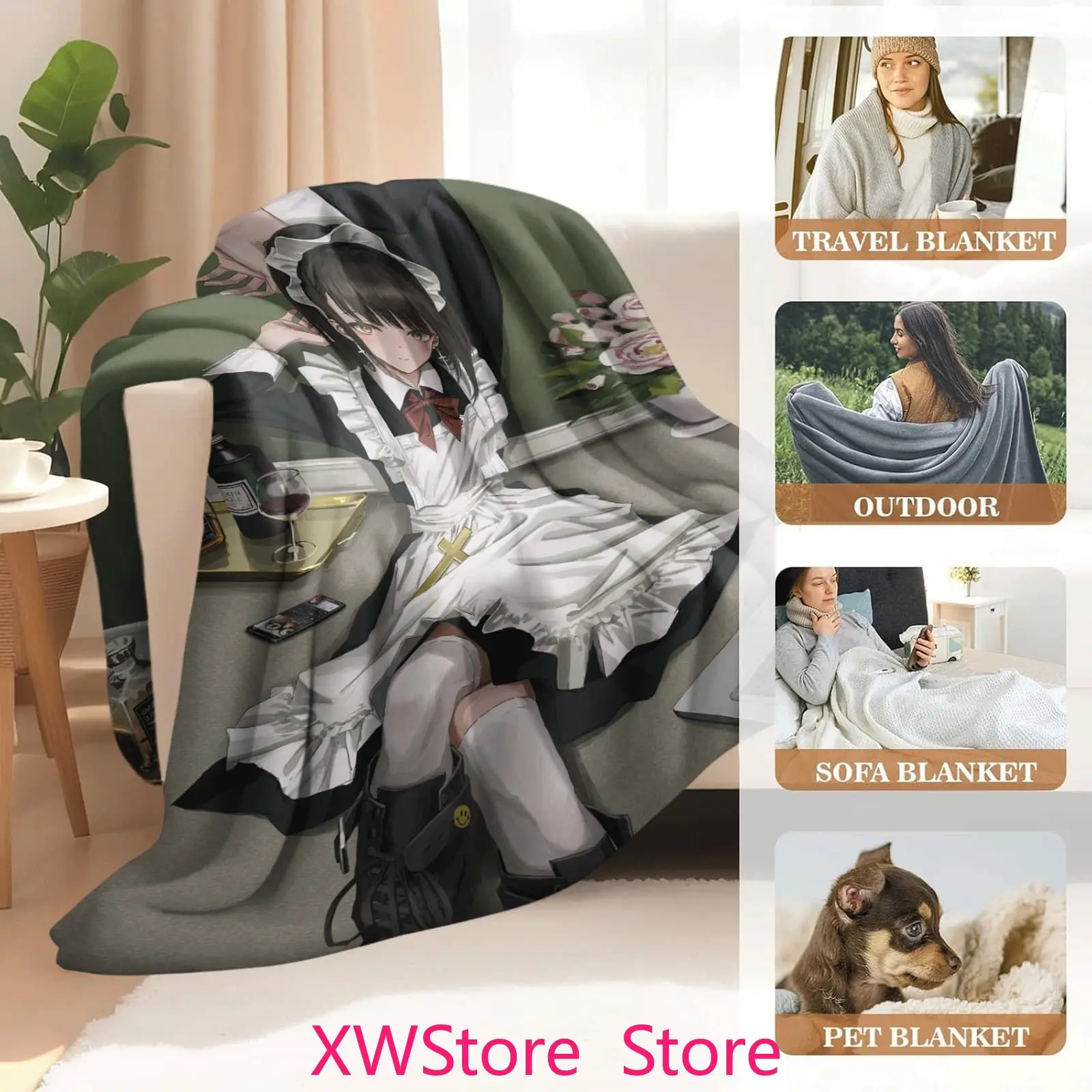 

Ultra Soft Single-Side Printed Anime Flannel Blanket 150x200cm Dorm Bedding Winter Special