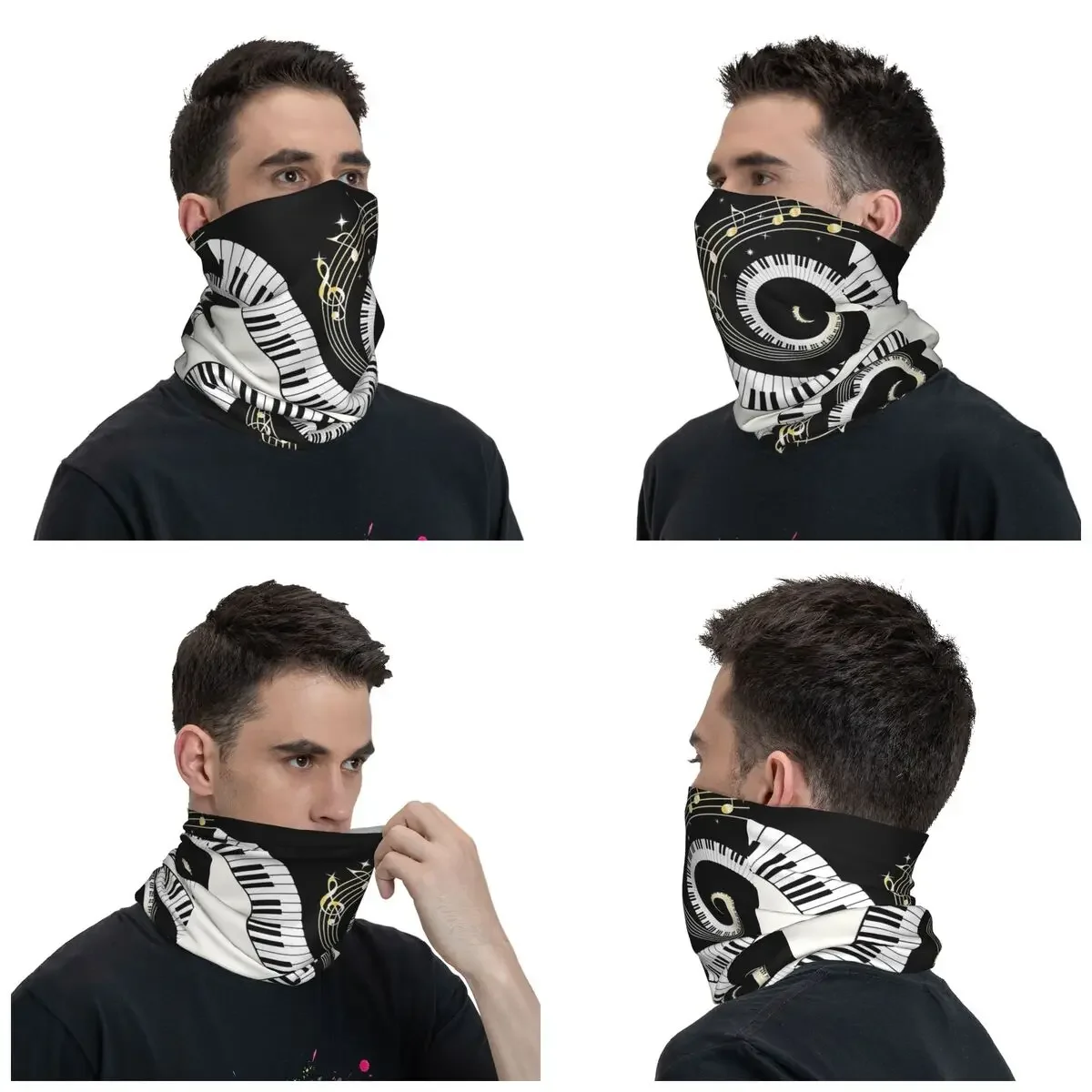 Piano Music Keyboard Bandana Neck Gaiter Printed Balaclavas Mask Scarf Warm Headband Outdoor Sports Unisex Adult Washable