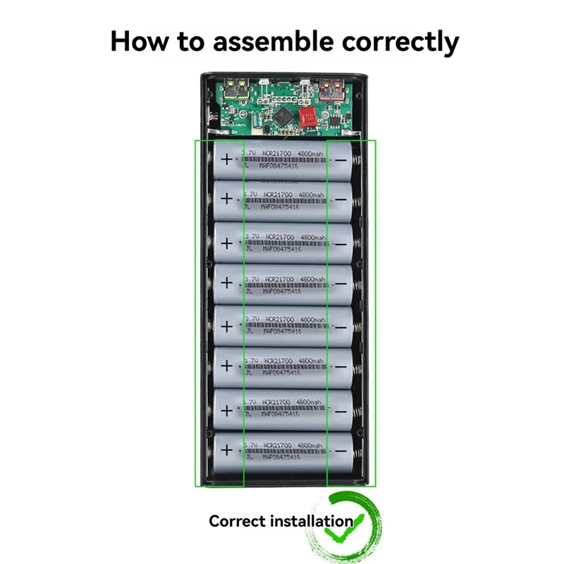 A003 Power Bank DIY Shell Case Battery Charger Box With Lighting Function 8X21700 Battery Shell Storage Organize 22.5W+15W