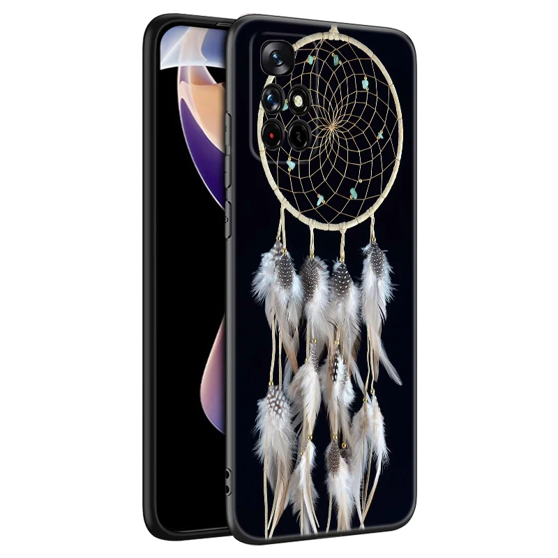 Dreamcatcher Art Black Silicone Phone Case For Xiaomi Redmi Note 10 11 11S 12 12R 13 13R Pro 12S 4G 11T 5G Plus 10S