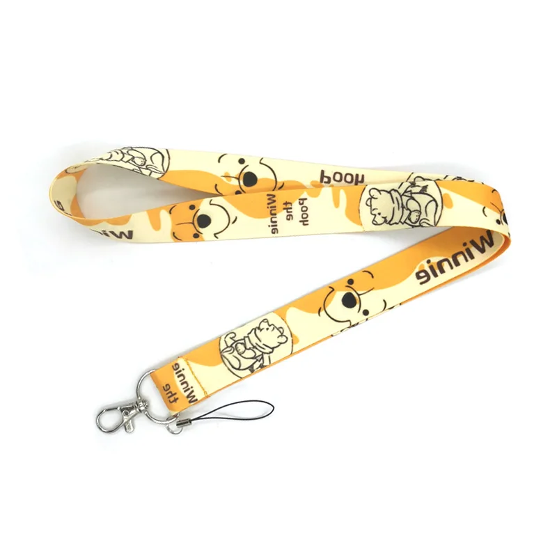 Pooh Bear Winnie Key lanyard Car KeyChain ID Card Pass Gym Mobile Phone Badge Kids Key Ring Holder Jewelry Decorations