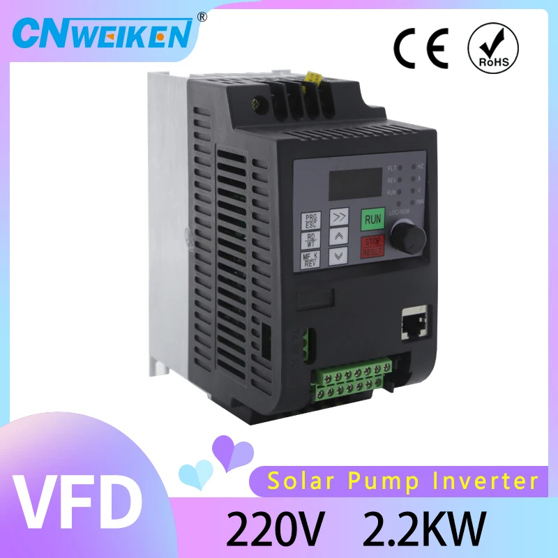 

VFD solar Inverter DC 200-400V 2.2KW 10A input Frequency Converter 3-phases Output water pump motor speed Controller