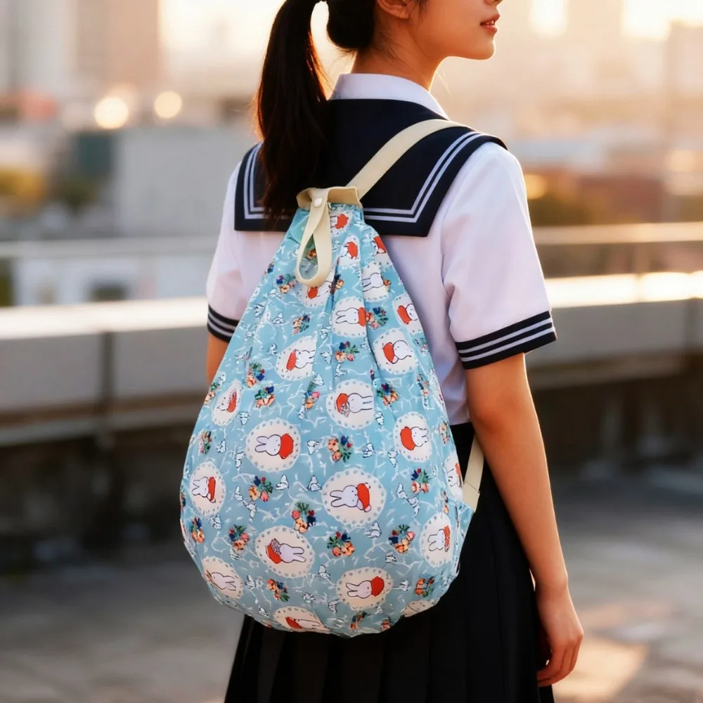 Cute Foldable Eco Friendly Bag Cartoon Large Capacity Shopping Pouch Single Double Shoulder Travel Bag for Daily Outdoor Trip view 2