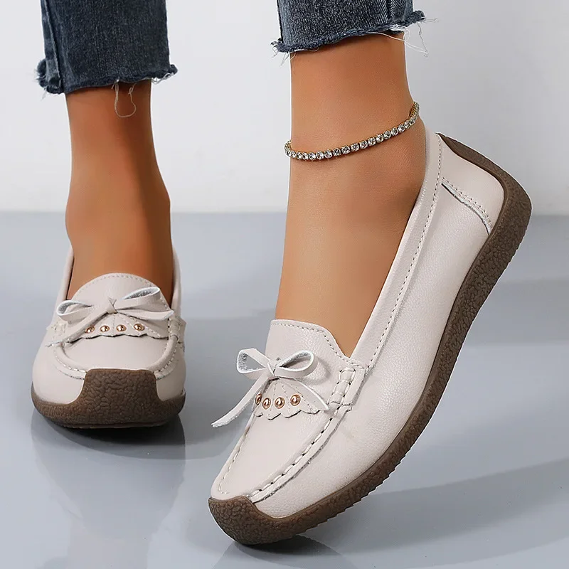 2025 nuove scarpe basse casual da donna moda suola morbida mocassini con fiocco slip on mocassini da donna Tenis Chaussure Femme Plus Size 44