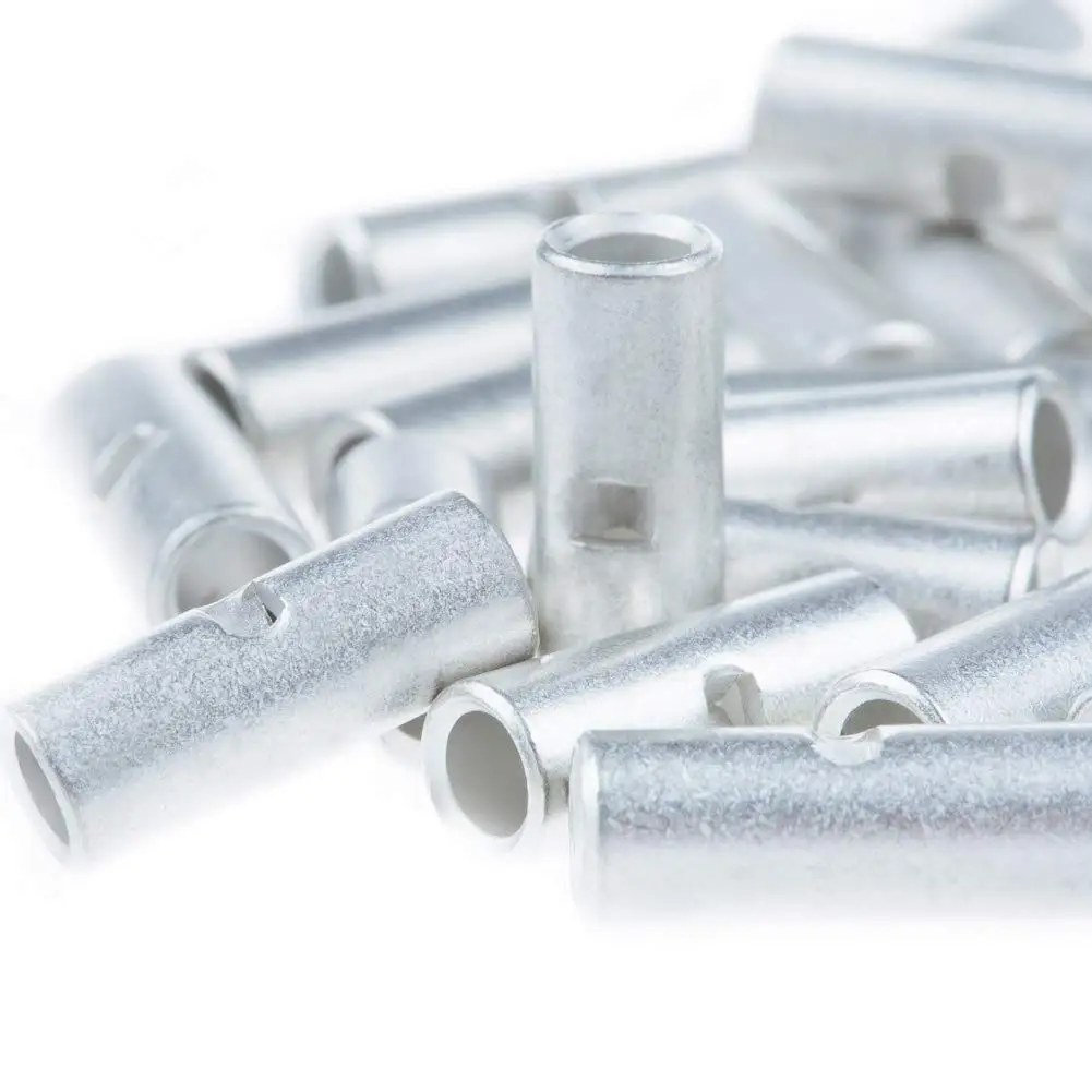 100pcs Non Insulated Butt Connectors 12-10AWG 16-14 AWG 22-16AWG Electrical Seamless Crimping Terminals