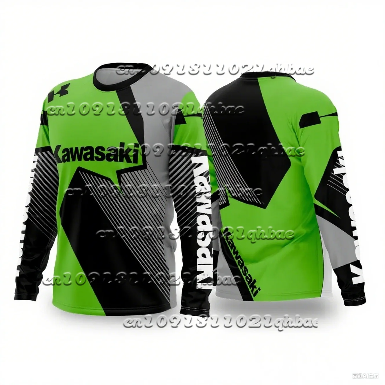 كاواساكي على الطرق الوعرة التحمل دراجة نارية على الطرق الوعرة جيرسي Bmx الإنحدار سرعة دراجة تي شيرت رجالي دراجة هوائية جبلية جيرسي طويلة