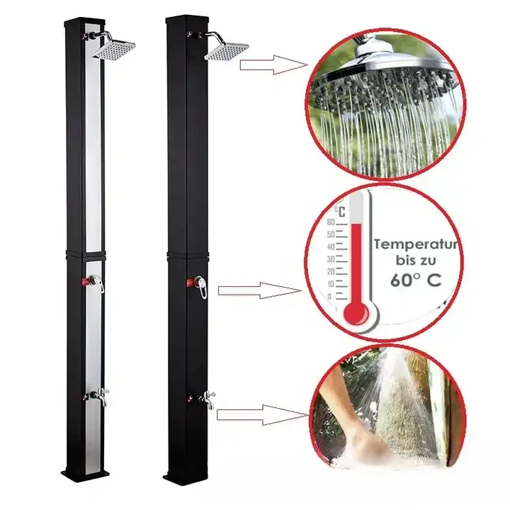 40L silver large capacity square shape outdoor shower column solar bath beach shower column