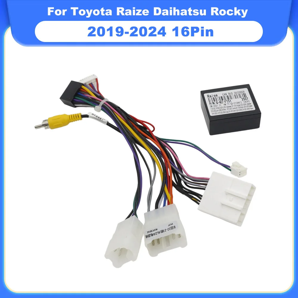 16Pin Car Wiring Harness Canbus Decoder Power Cable Adapter Android Radio For Toyota Raize Daihatsu Rocky 2019-2024