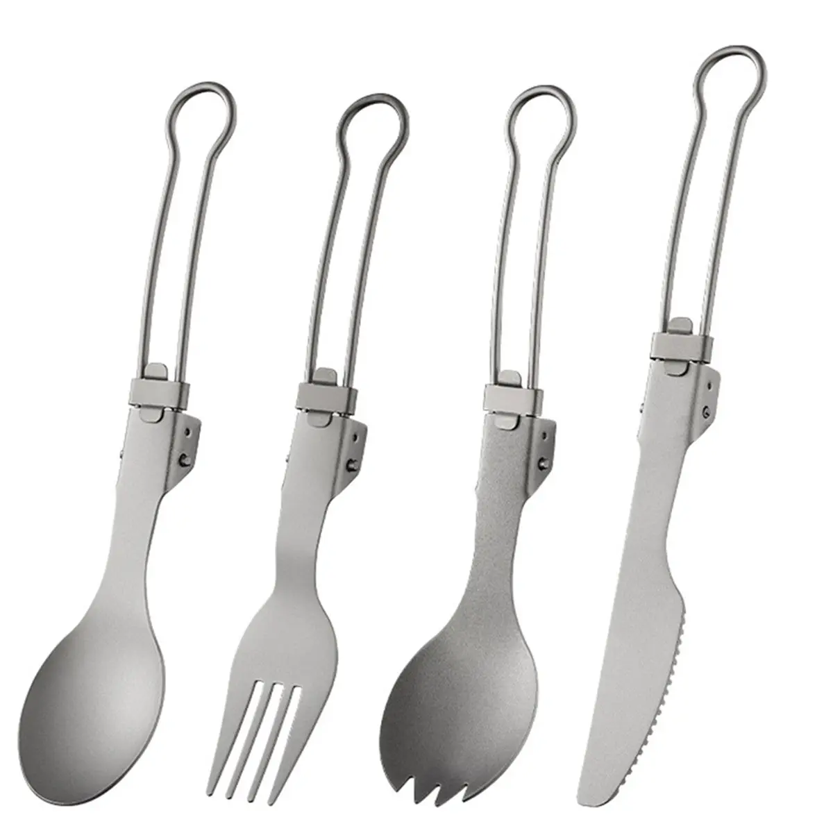 Titanium Foldable Cutlery Portable Outdoor Camping Tableware Hiking Folding Fork Spoon [JQ-EN&RS]