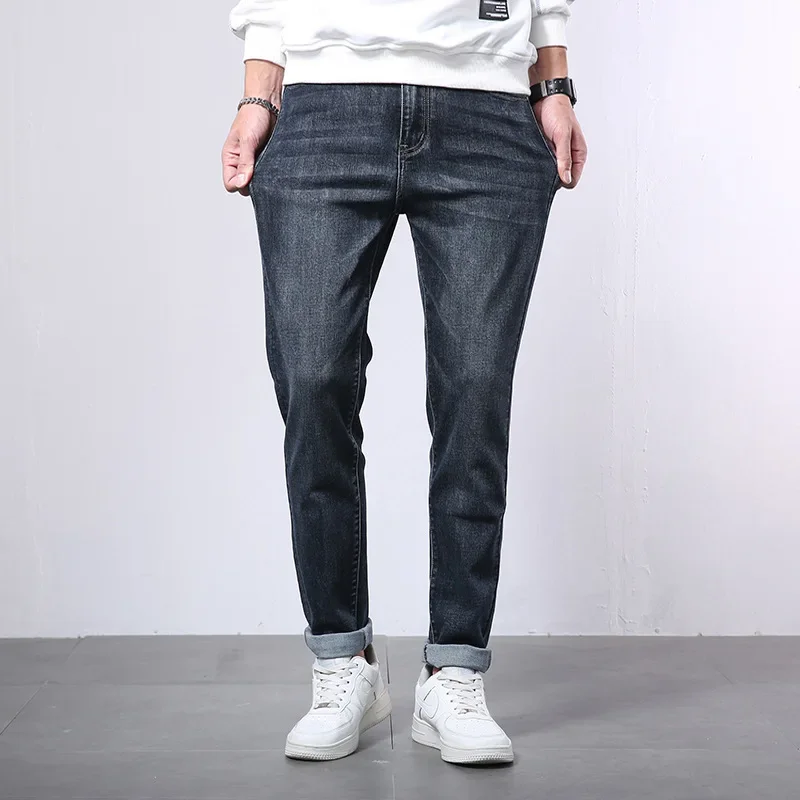 Big Clothes Tall Men Jeans Straight Slim Fit Stretch Extra Long Length Denim Pants Male 115cm 120cm 190cm 200 Cm Cowboy Trousers