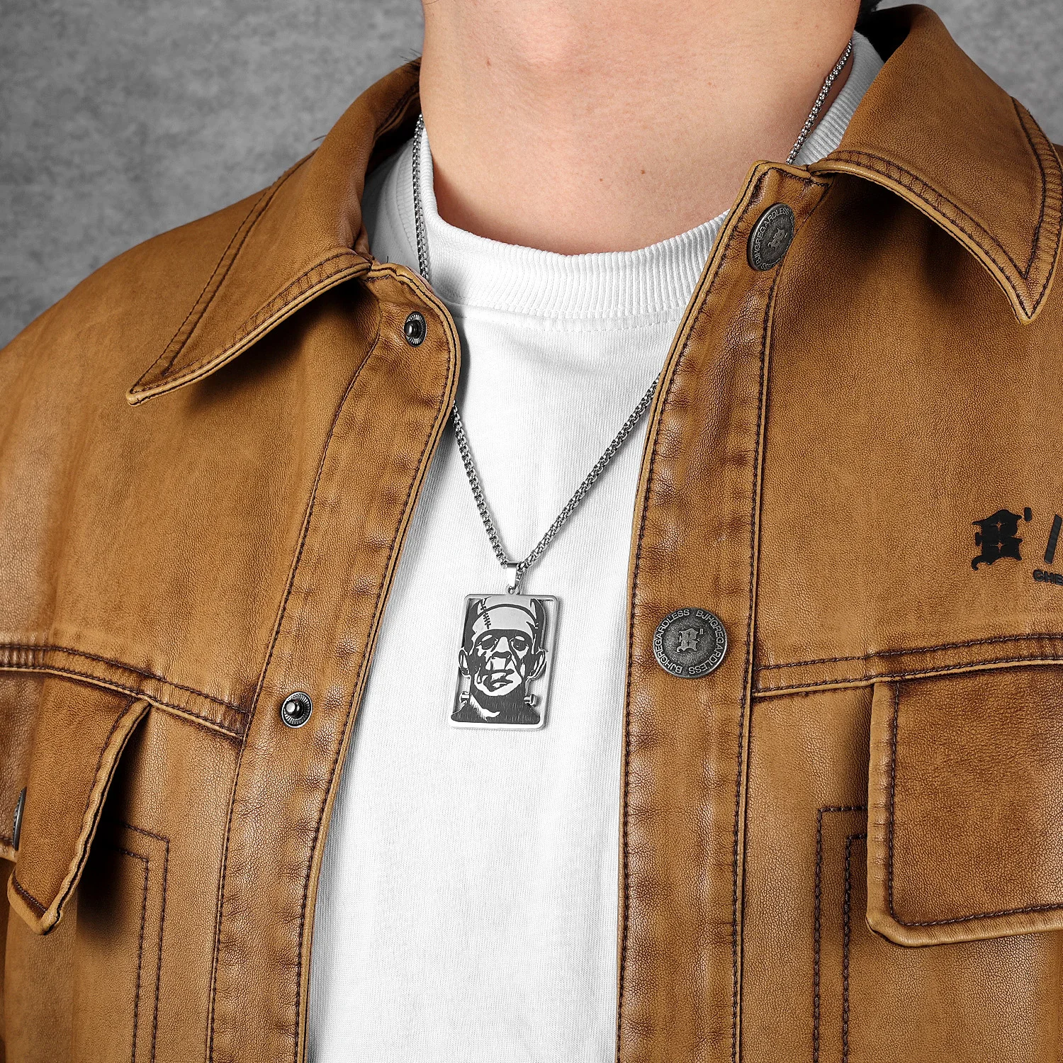 فرانكنشتاين الجوف الرجال القلائد الفولاذ المقاوم للصدأ قلادة سترة سلسلة النساء فاسق مجوهرات الأزياء اكسسوارات هدايا بالجملة