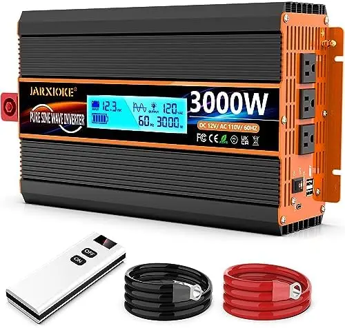 

3000 Watt Pure Sine Wave Power Inverter 12V DC to 110V 120V Converter for Family RV Off Grid Solar System Car with Type-C Ports