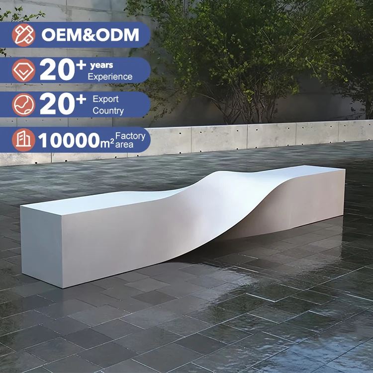 Unique Decoration Durable Outdoor Customizable Alien Museum Scenic Area Garden Chairs Concrete Patio Bench