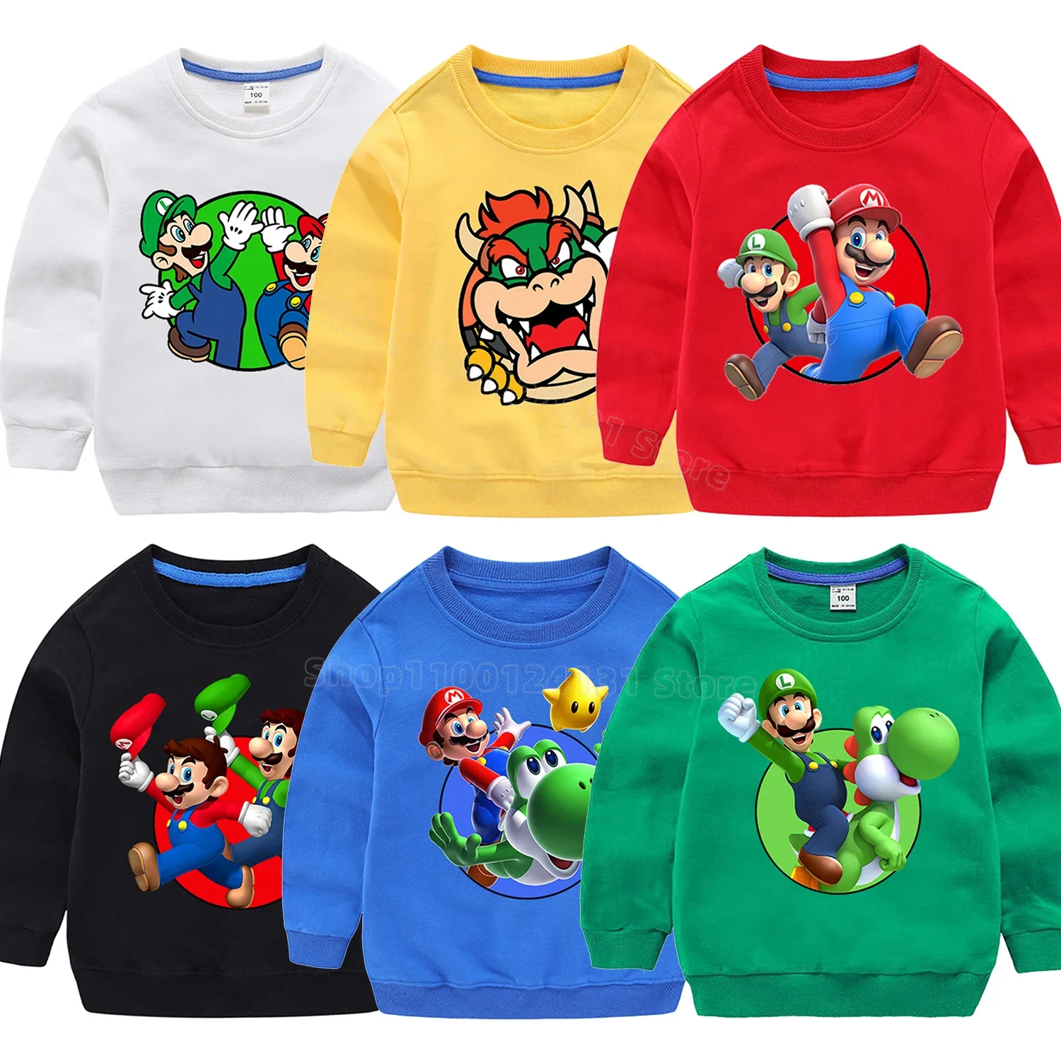 

Super Mario Bros Clothing for Boys Anime Cotton Sweatshirt Jumpers for Children Thin Tops Trendy Baby Clothes Kid Fashion Hoodie