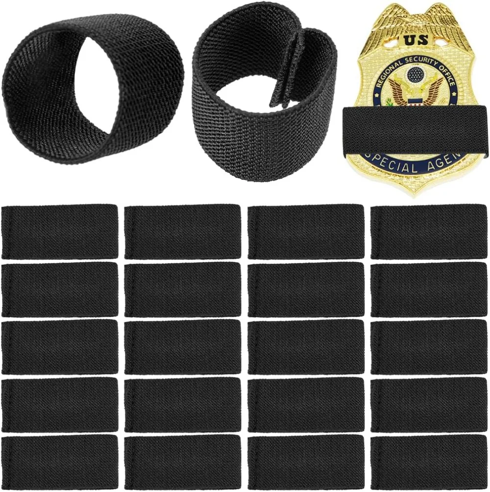 30Pcs 2 x 1 Inch Police Mourning Double-Side Twill Band Stripe Black Funeral Badges Shield Honor Guard Elastic Straps Armband