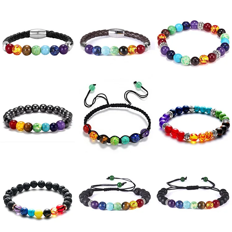 1pc Rainbow Handmade 7 Colour Beads Men's and Women's Woven Bracelet & Bangles Gift, Adjustable Circumference