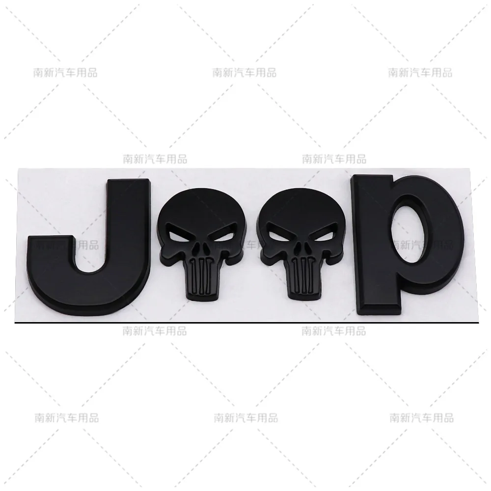 3D Metal Skull Emblem Badge For Jeep Auto Car Stickers  Accessories For Jeep Cherokee Wrangler Liberty Compass Car Styling