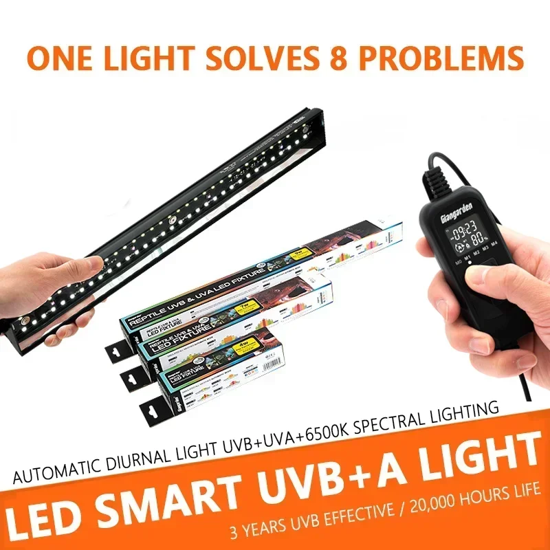 

Intelligent Reptile Heating Lamp Automatic UVB/UVA LED Light For Lizard Turtle Gecko Adjustable Full Spectrum Amphibians Lamp