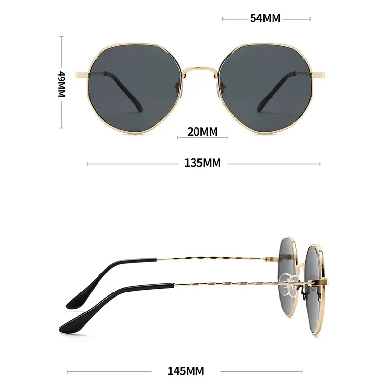 Wielokąt metalowe okulary przeciwsłoneczne w stylu Vintage dla kobiet okulary przeciwsłoneczne męskie luksusowe marki okulary przeciwsłoneczne damskie lustrzane Gafas De Sol Uv400 — zdjęcie 7