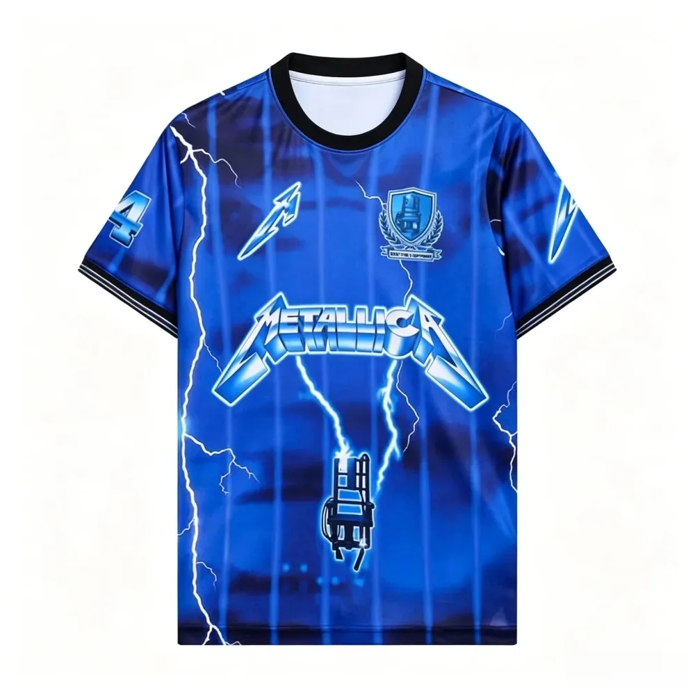 2026-27 New Metallica Rock Band Football Jersey Y2K Oversized Family Clothing T-shirt Daily Training Street Outfit Casual