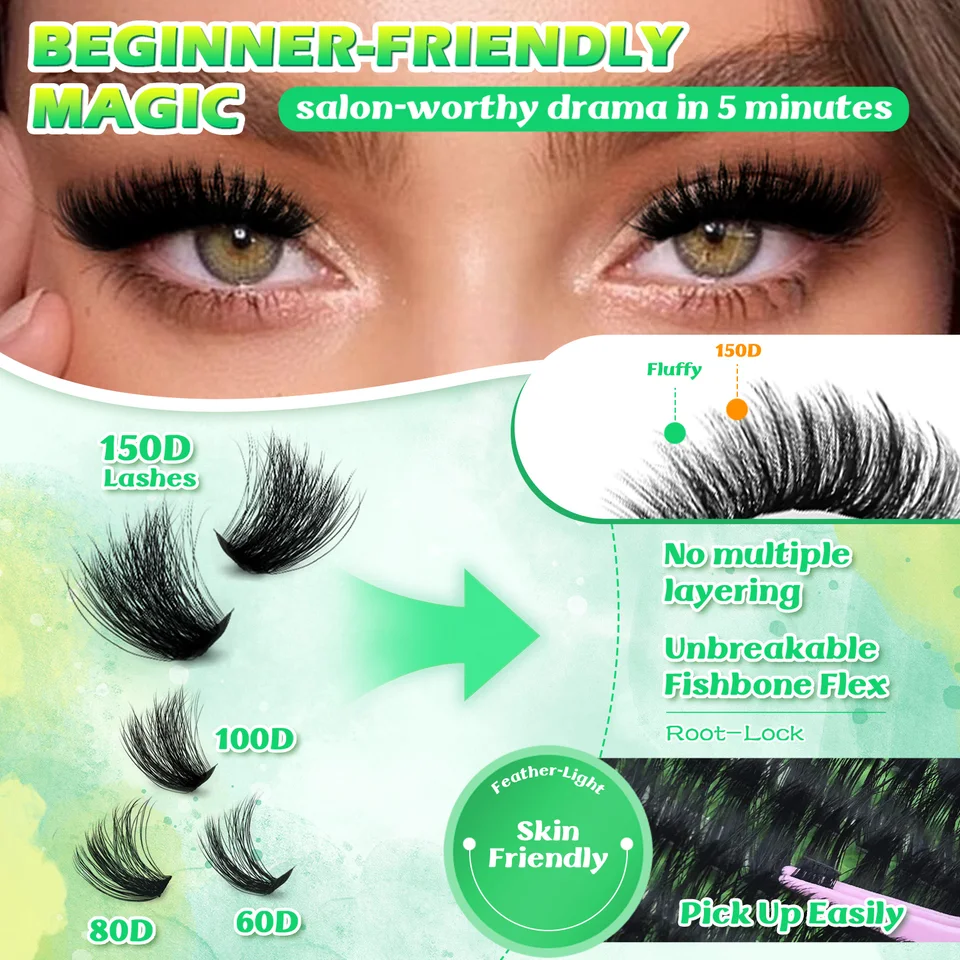 600pcs Kit de Rizos de Pestañas DIY - 60D 80D 100D 150D, Largo 10-18mm Mezcla | Postizas Naturales Reutilizables para Muñeca 4