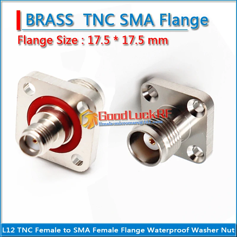 10G L12 TNC Female to SMA Female 4 hole Flange Panel Mount O-ring Waterproof Brass 17.5 * 17.5 mm Coaxial RF Connector Adapters