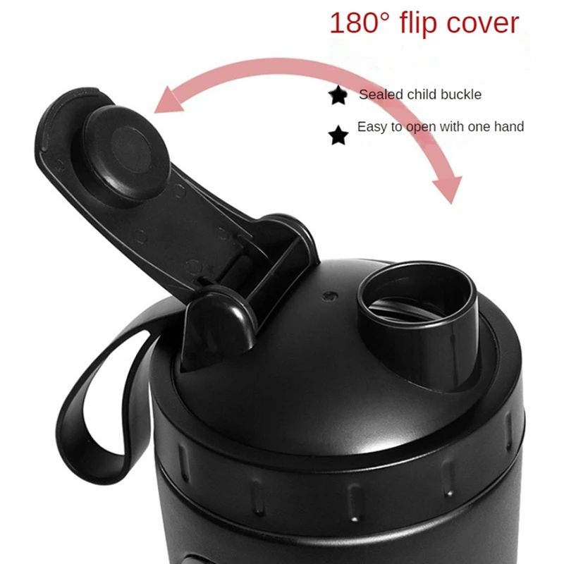 Agitar botellas agitadoras para mezclas de proteínas Coctelera de proteínas de acero inoxidable que no se mantiene frío/caliente, tazas agitadoras de metal con ventana visible-A