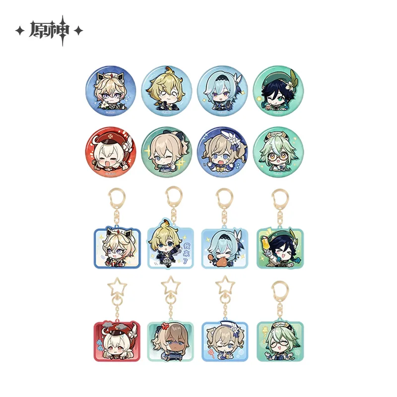 

Sunsyea Genshin Impact Official Merch miHoYo Original Authentic Mondstadt Q Version Series Badge Keychain Klee Venti Eula